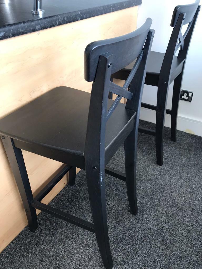 Dining ikea chair black-brown wood in Southside Glasgow 