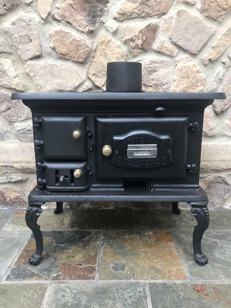 Original Stratford n1910 Cast Iron Cooking Range Stove Wood Burner