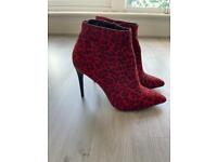 Red leopard print stilettos high heels