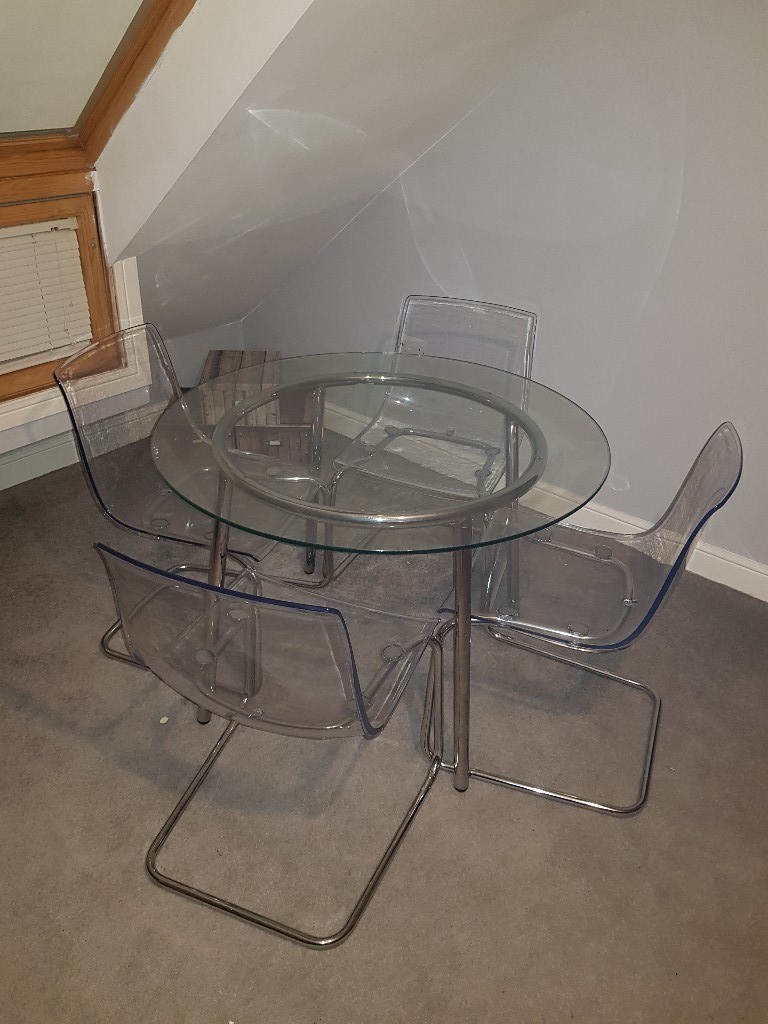 Glass Dining Table and 4 Ghost Chairs in StocktononTees, County