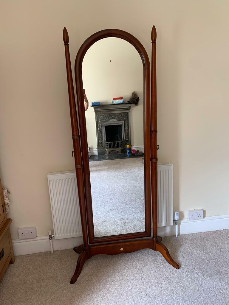 Vintage Full Length Mirror Free Standing Wood Victorian Style in