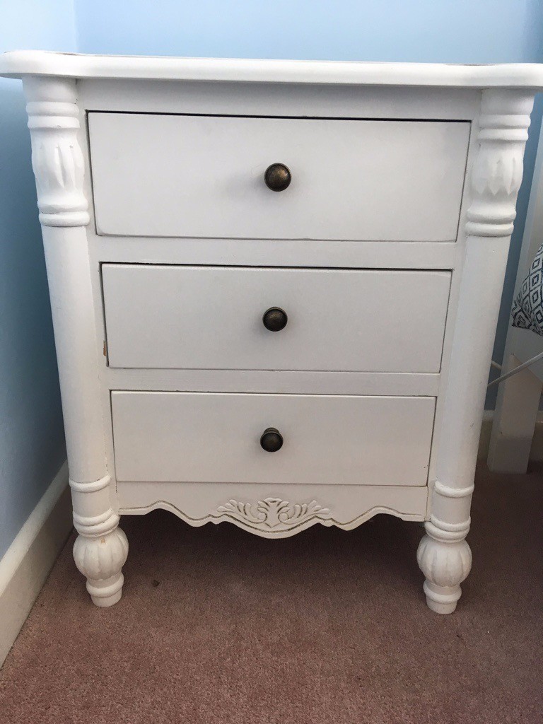 Small White Chest Bedside Drawers Shabby Chic Style In