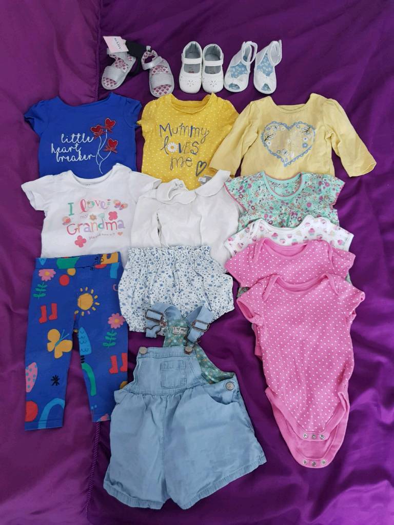 Bundle of girls baby clothes 69 months 17 items in