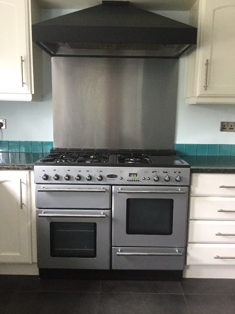 Rangemaster Toledo 110 Dual Fuel Range Cooker in Silver & Chrome in