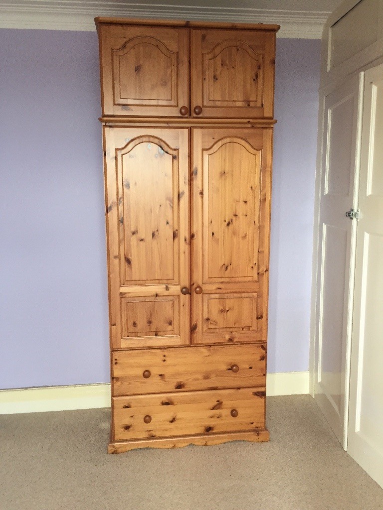 Pine wardrobe. Top box comes off. in Plymouth, Devon Gumtree