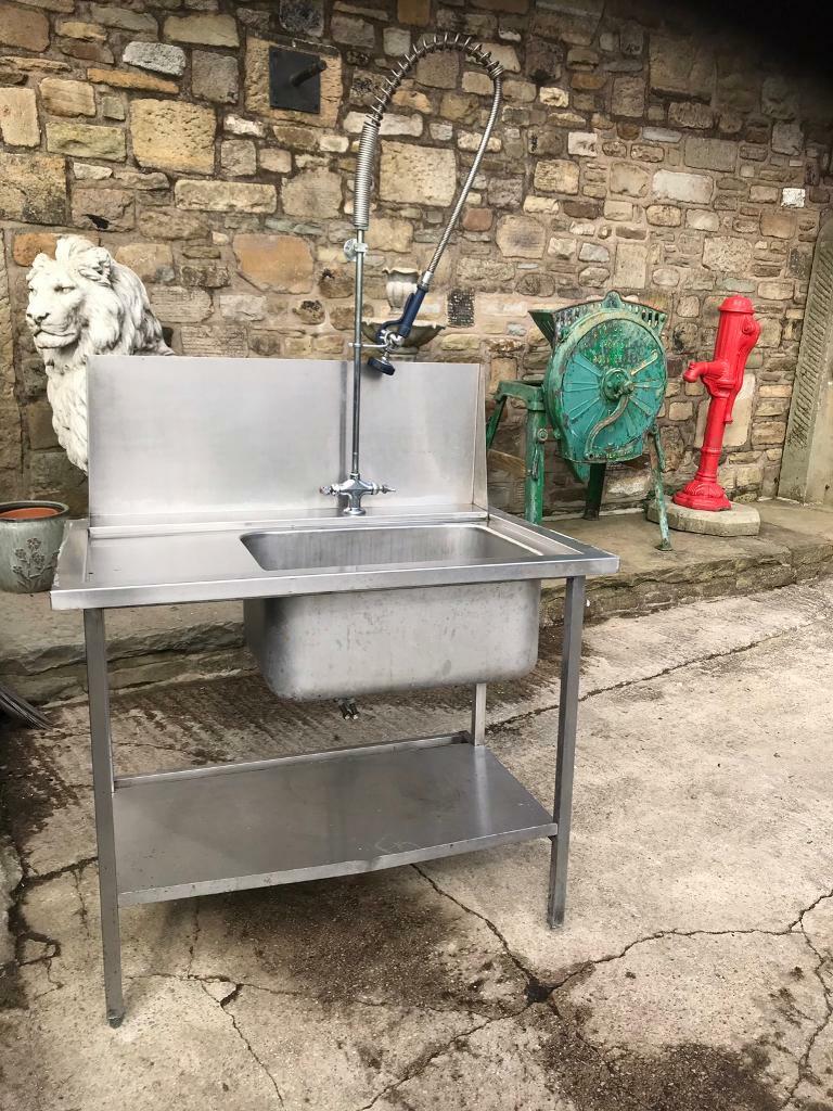 Commercial catering single bowl sink unit with tap spray in Burnley