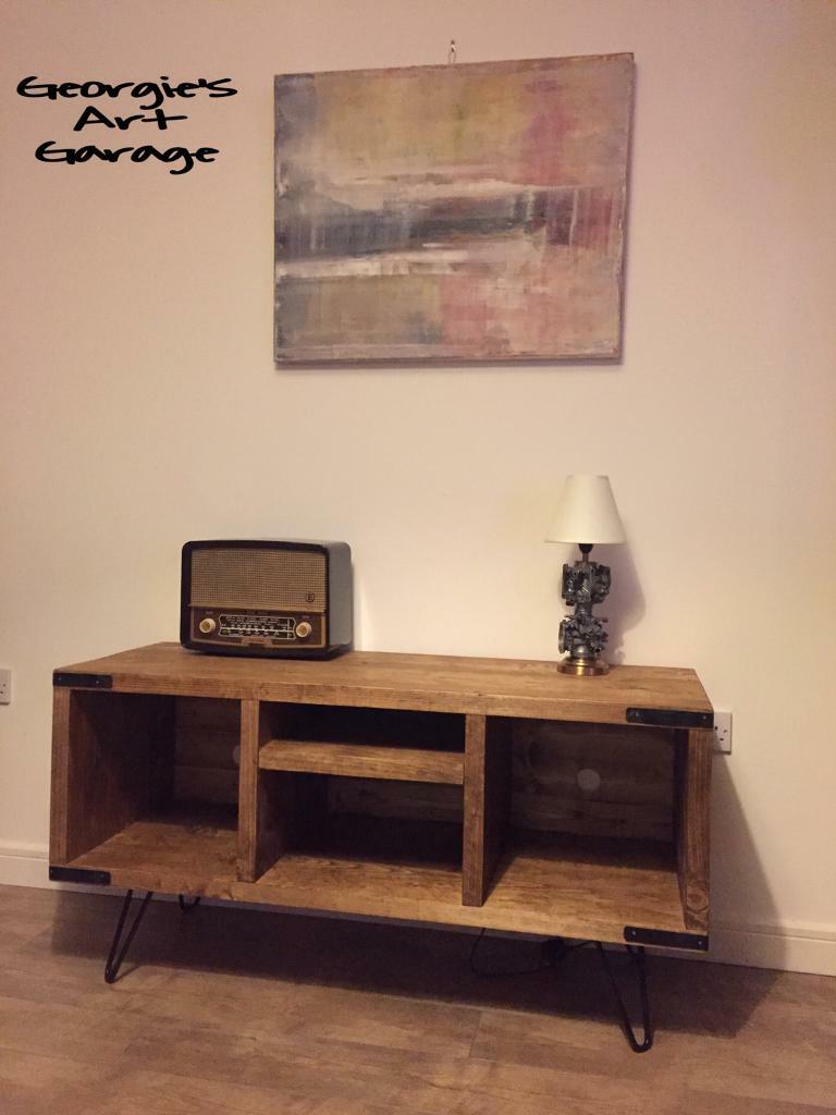 Handmade Reclaimed Wood Industrial Style Tv Cabinet Media Unit In