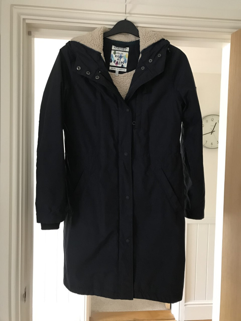 Joules navy long length waterproof coat (women's or older school child