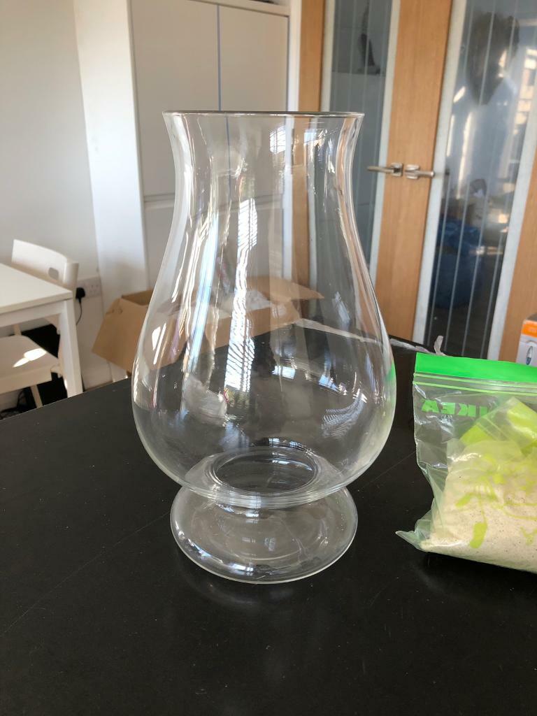 Expensive Large Glass Hurricane Candle Vase With Sand In