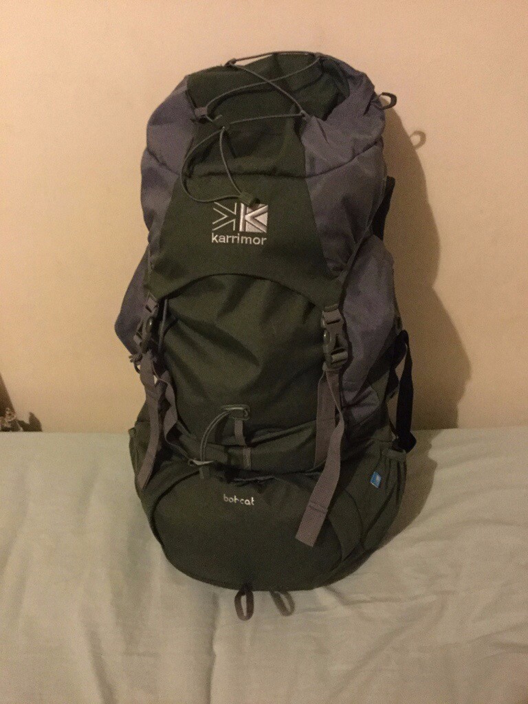 Karrimor Bobcat 65L RUCKSACK with rain cover for festivals, camping and