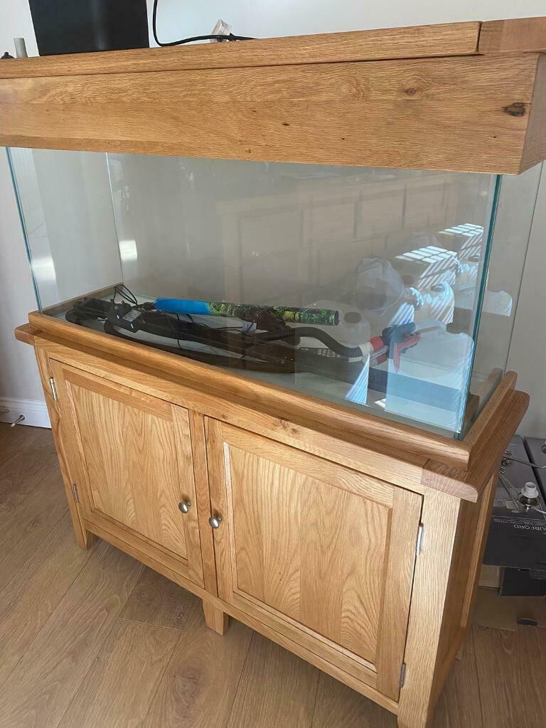 110 cm Aqua solid oak marine tropical cold water fish tank aquarium setup (delivery installation