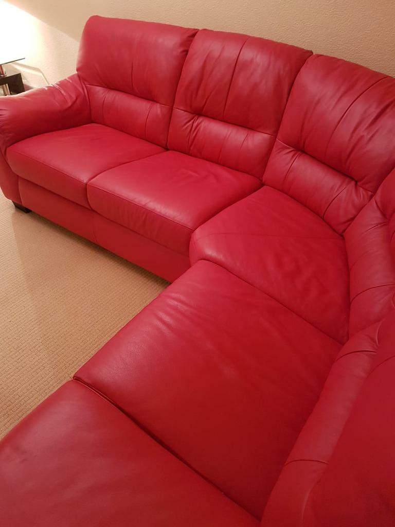 Red Italian leather corner sofa in Bothwell, Glasgow Gumtree