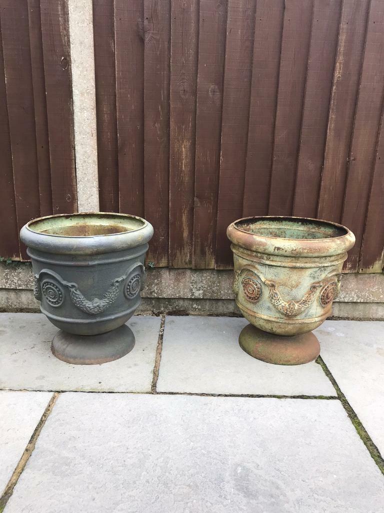 Large Antique Cast Iron Garden Planters in Lutterworth