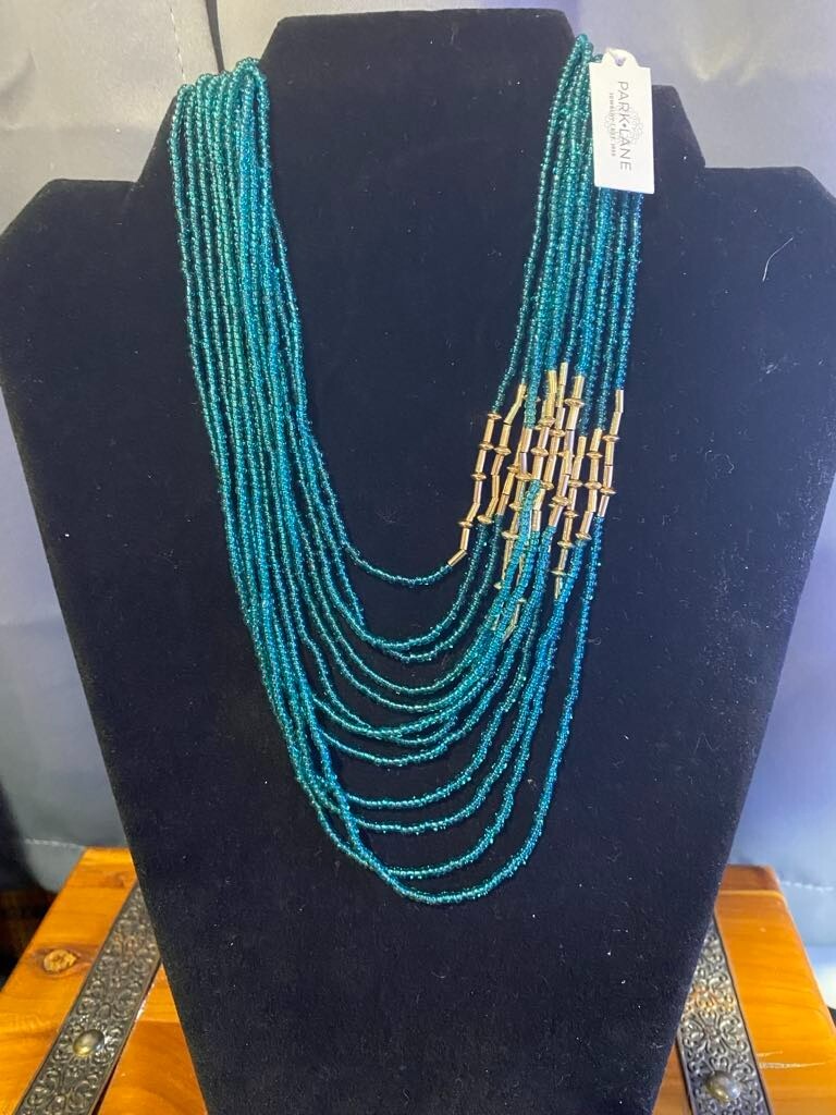 Vintage PARK LANE Tranquility Necklace Teal seed beads with