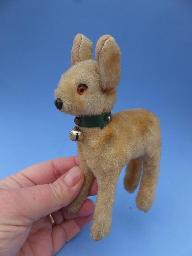 Vintage Antique Mohair Reindeer Bambi Toy Wood Filled 5.5