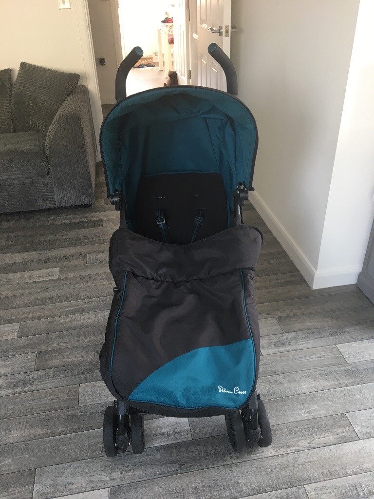 Silver Cross Pop Jade Buggy Stroller Excellent Condition with Silver Cross foot muff and rain