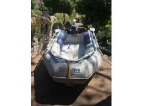 Honwave 2.7m Air Floor Inflatable Dinghy Tender Boat with Wheels & Outboard