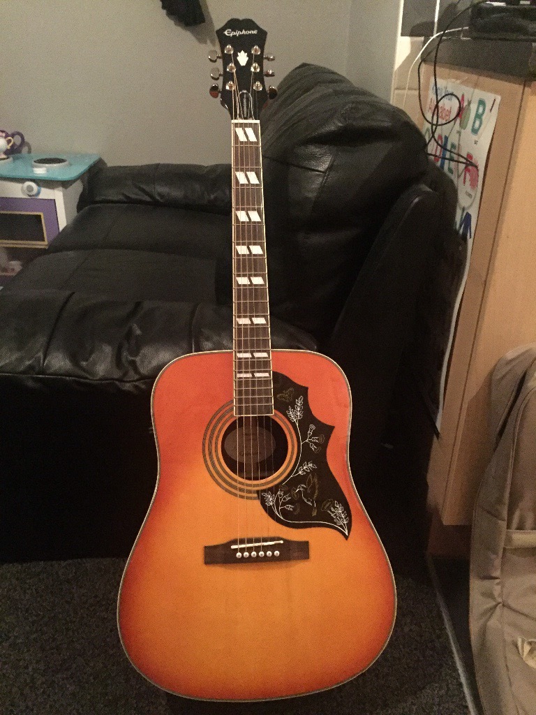 Epiphone hummingbird pro acoustic guitar faded cherry burst in