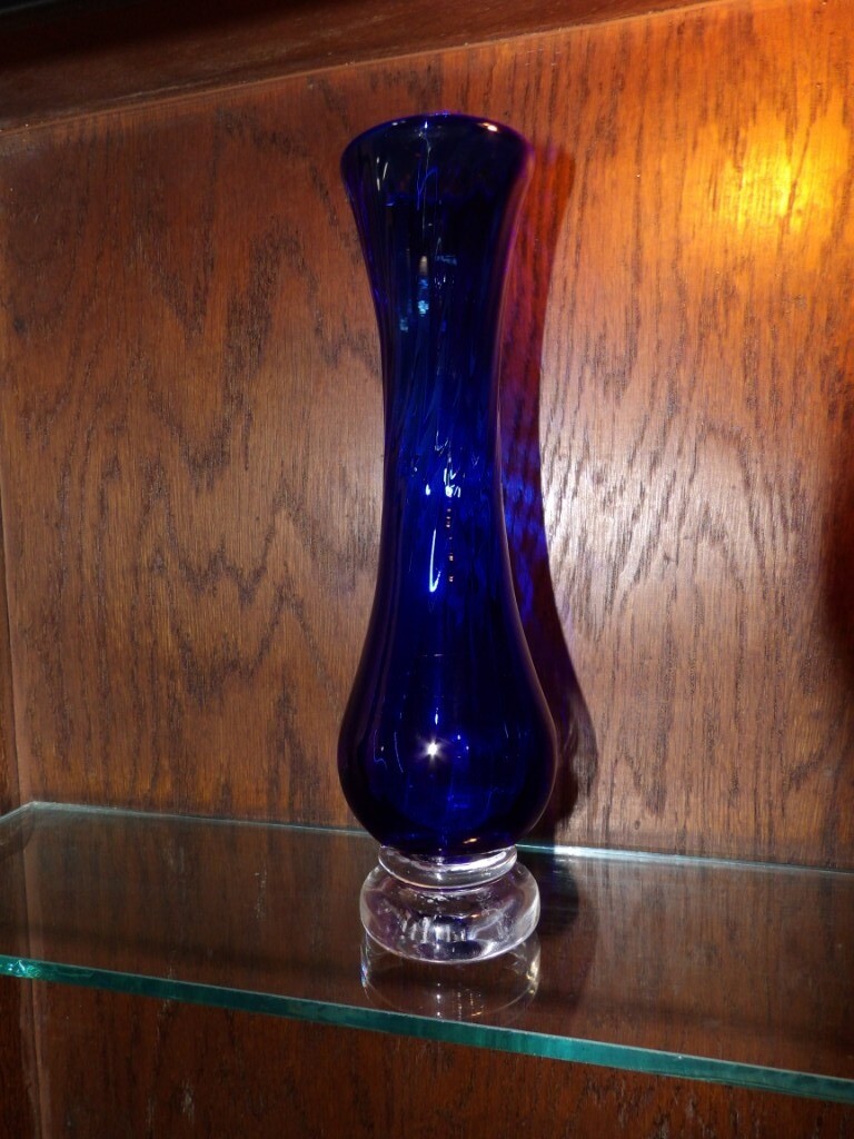 Murano Heavy Think Blue Glass Vase in Kings Norton West Midlands $ 86 JPG