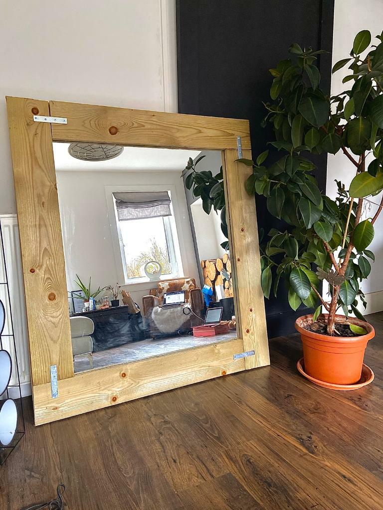 Extra large bespoke rustic wooden mirror in Corstorphine, Edinburgh