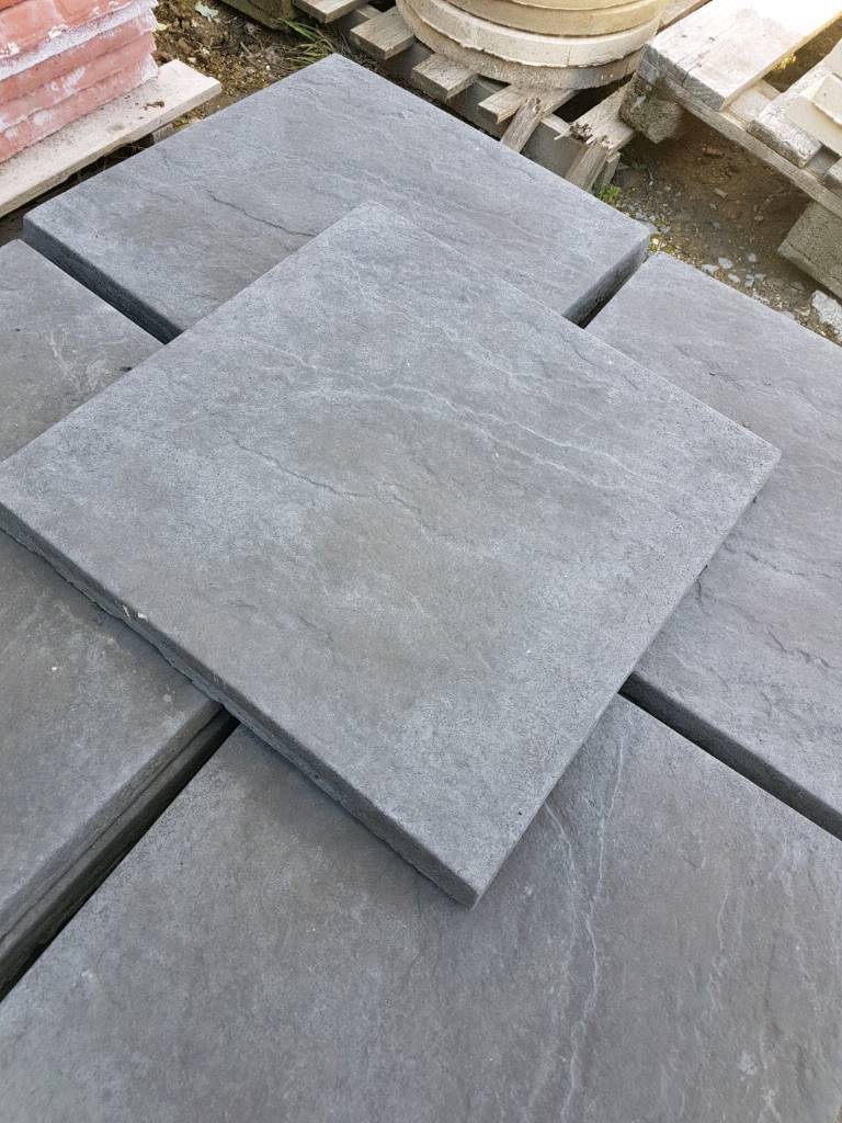 Charcoal 450x450x38 concrete riven paving slabs in Prudhoe