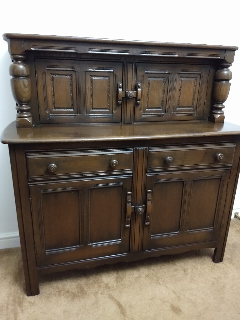 ERCOL COURT CUPBOARD DRESSER/BUFFET SERVEROLD COLONIAL DARK WOOD in