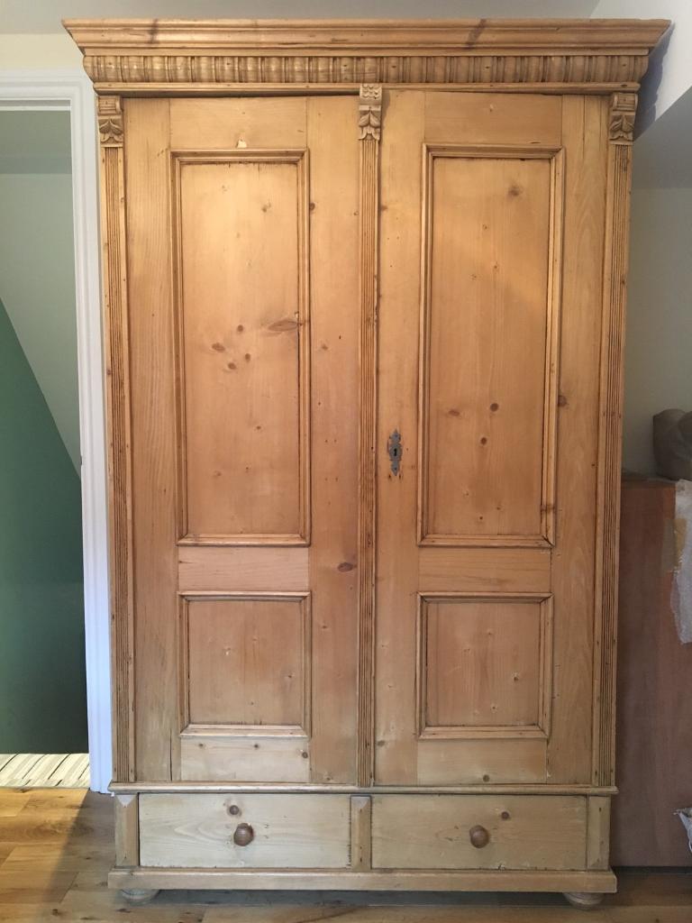 Antique Victorian Pine Wardrobe Rare In Walthamstow London