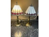 Pair Tiffany style bedside lamps