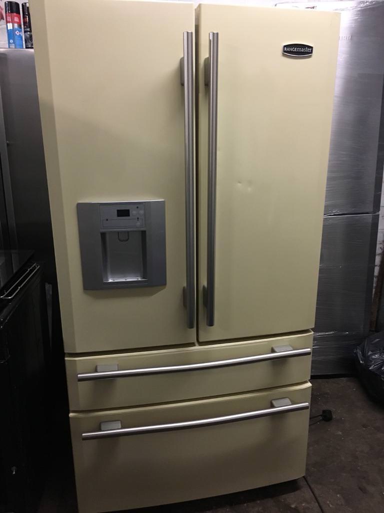 Cream rangemaster American fridge freezer with water dispenser in