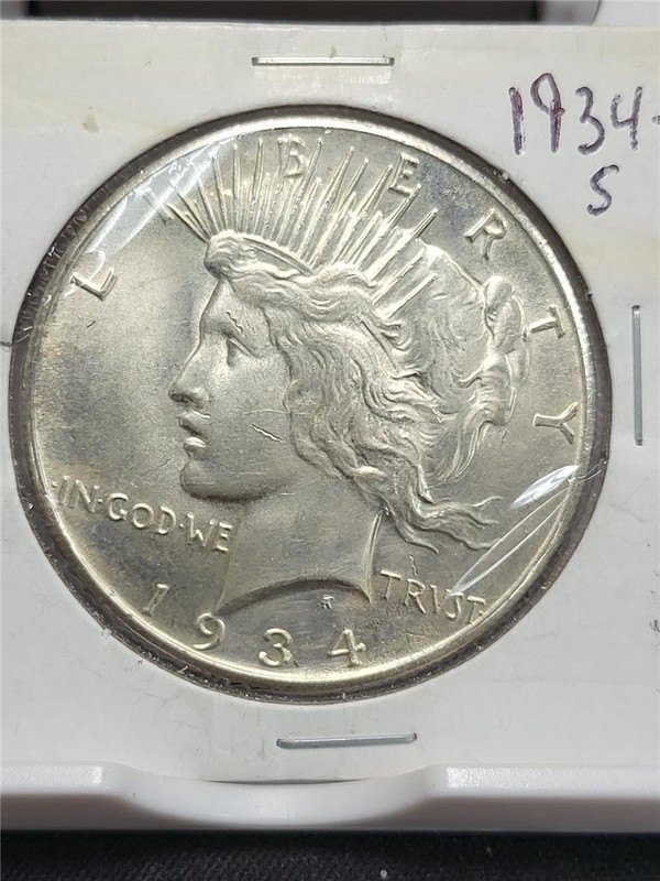 KEY DATE 1934-S $1 Peace Dollar UNC DETAILS
