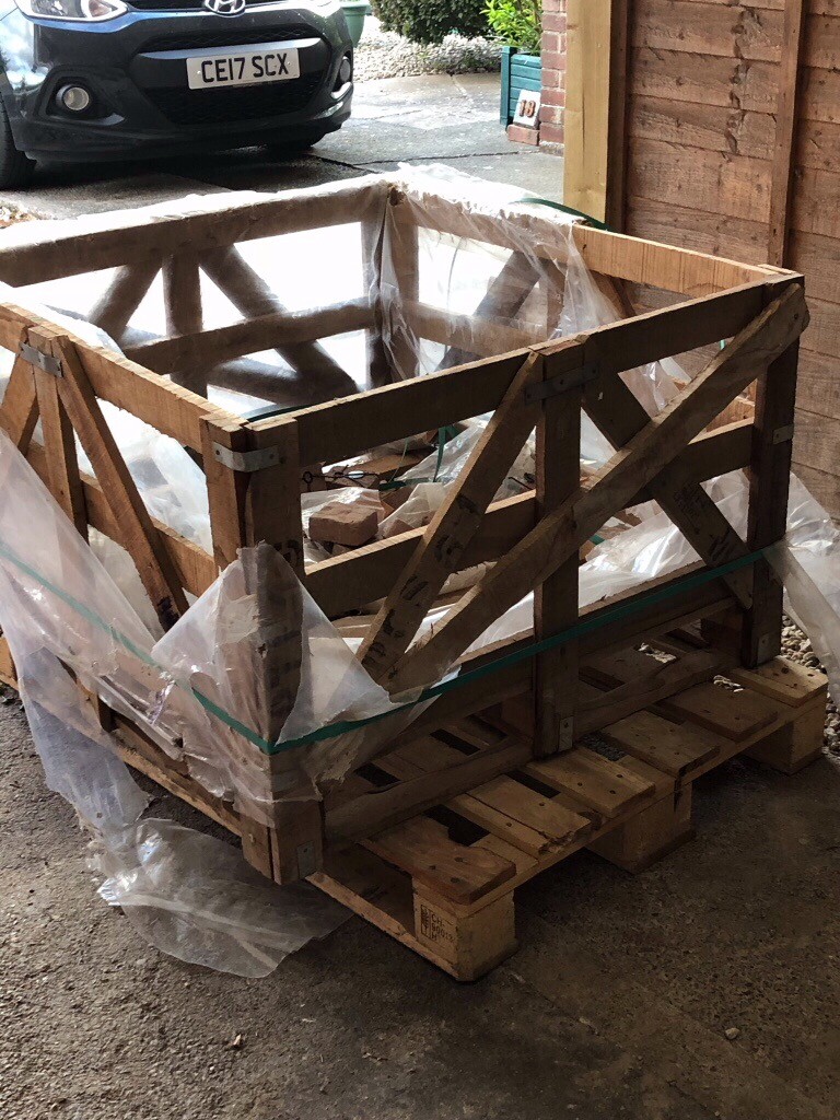 Wooden crate and pallet free to collector garden use, allotment in