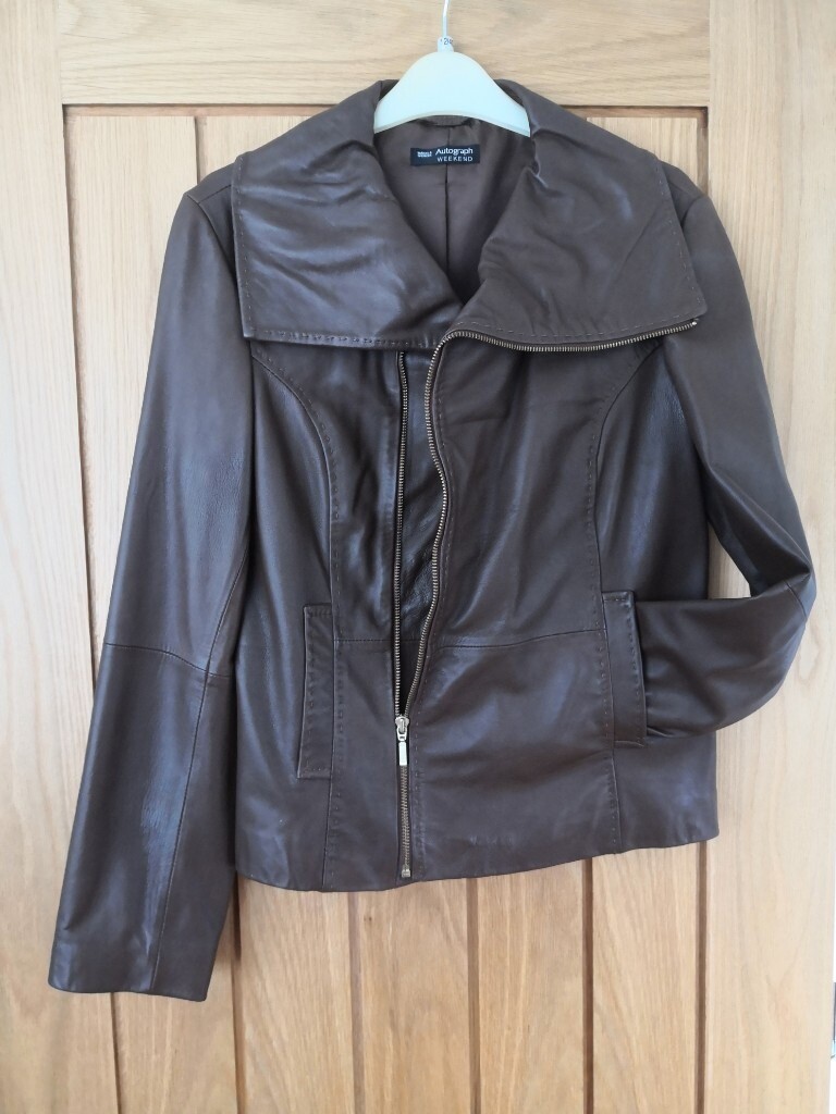 Ladies Black Leather Jacket Size 16 Images