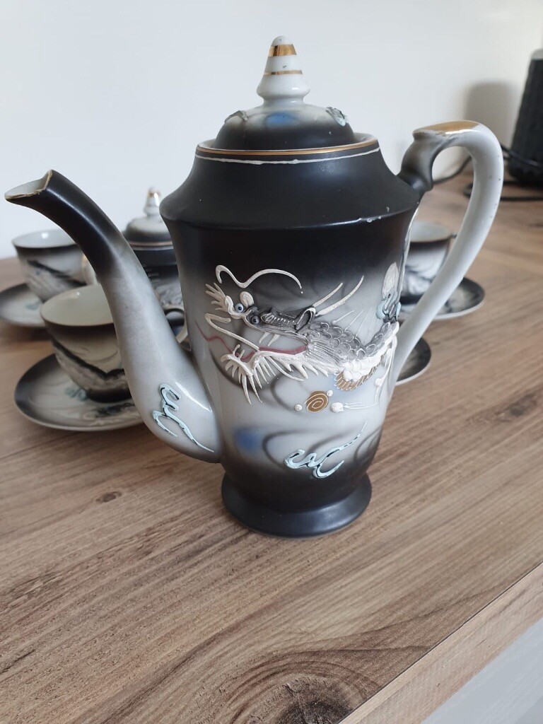 Vintage Japanese Dragonware Tea Set Pearl Lustre Lithophane Geisha Japan in Sandwell, West
