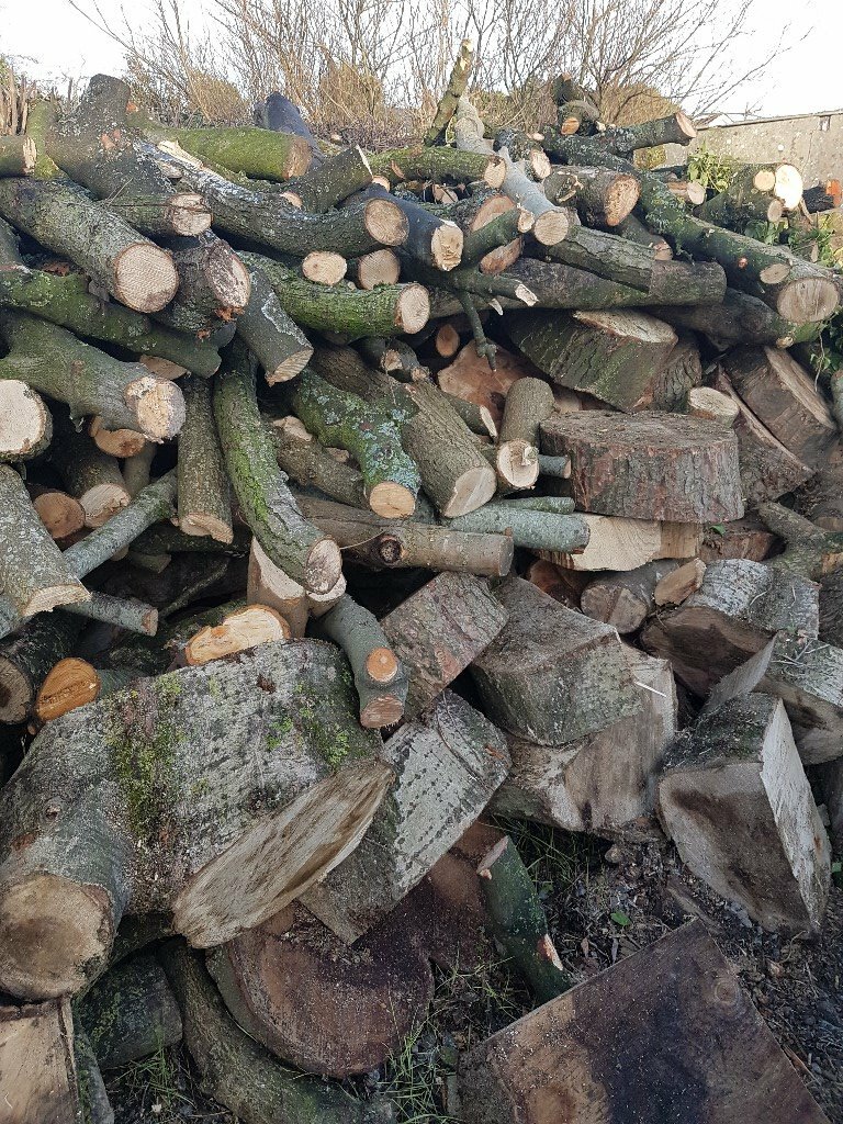 Truckload of unprocessed logs, firewood, cordwood in Moira, County