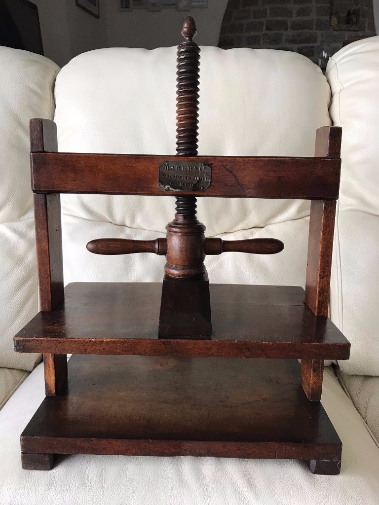 Stunning Antique Vintage Wooden Letter Flower Press BAKER & CO OXFORD