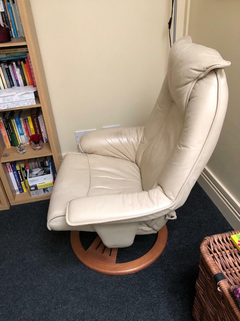 Cream leather swivel chair in Bury St Edmunds, Suffolk Gumtree