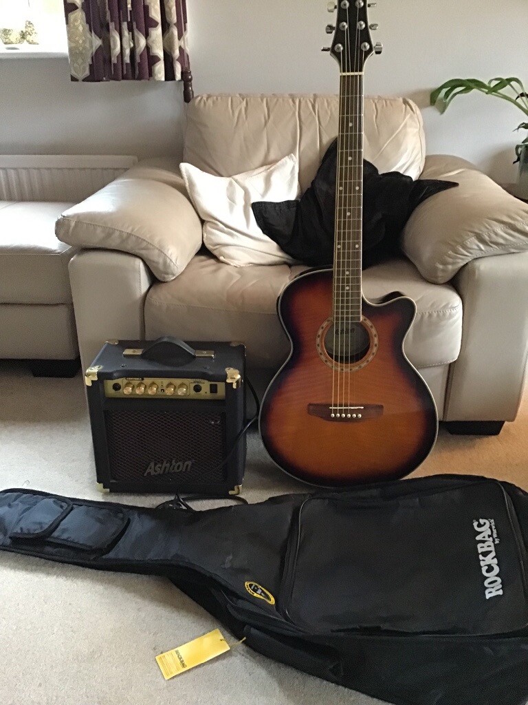 Ashton Electro Acoustic Guitar & Ashton Acoustic Amplifier in Lower