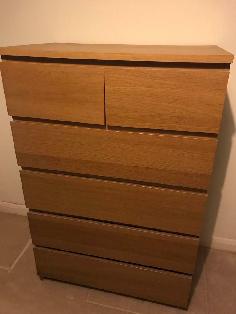 IKEA Malm Chest of Six (6) Drawers, Oak Veneer in Fishponds, Bristol
