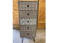 Grey Aztec Side Cabinet with 5 drawers
