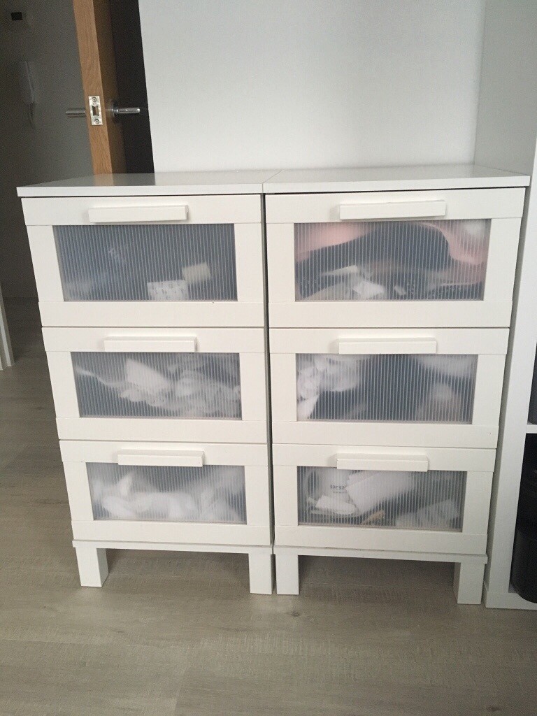 2 X Ikea Aneboda White Chest Of 3 Drawers In Dunstable