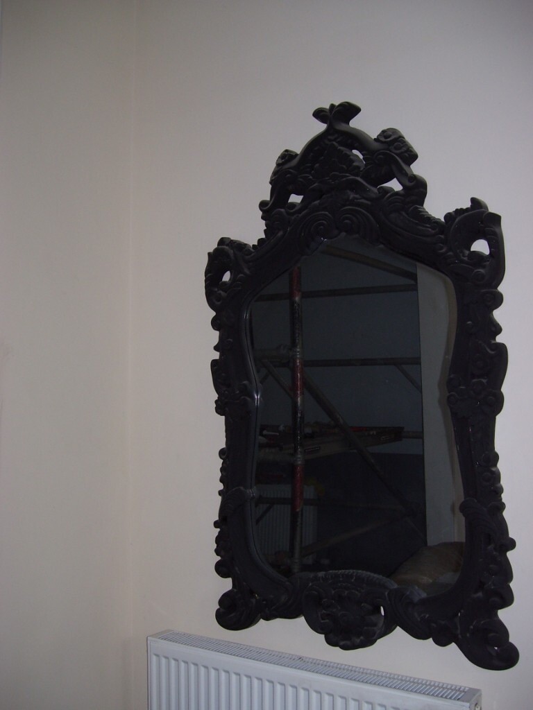 Large ornate black French baroque style wall mirror Dunelm ormolu