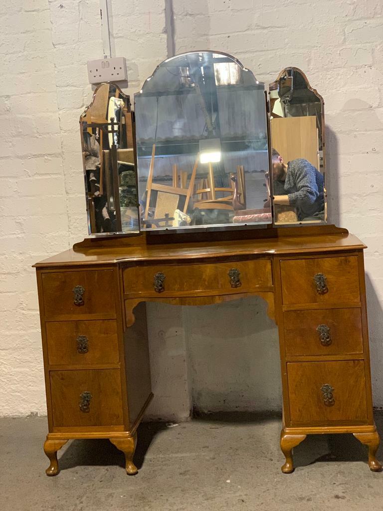 Vintage circa 1940s Dressing table with triple mirror. in