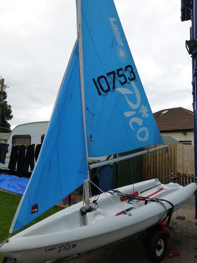 Laser Pico sailing dinghy complete with combi road/beach trailer