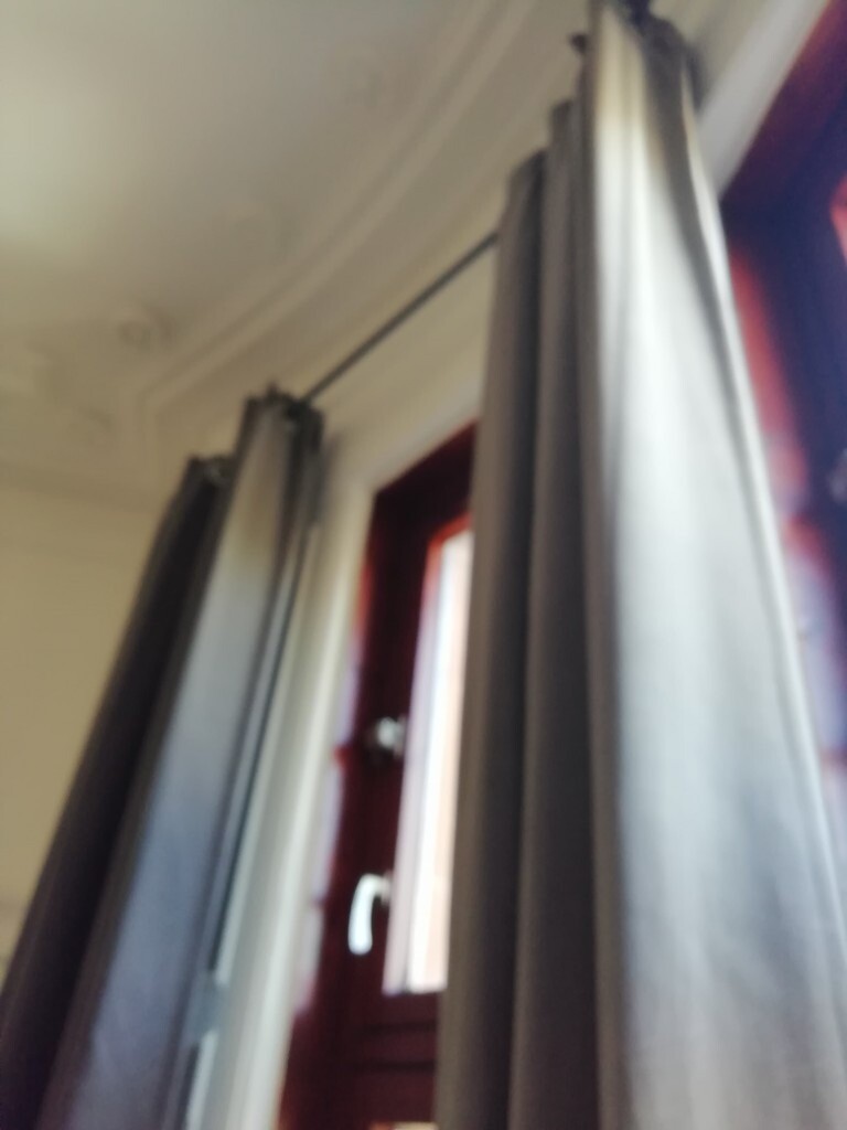 Velvet curtains and rail in Southside Glasgow $ 86 JPG