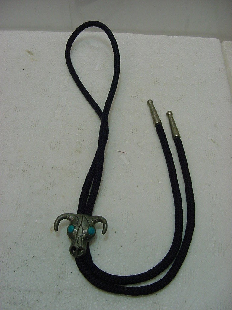 BOLO TIE - Pewter Steer Head with Turquoise Eyes--L@@K