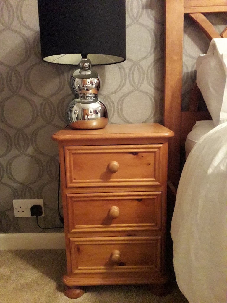 2 X Pine Wooden Slim Bedside Cabinets In Penwortham