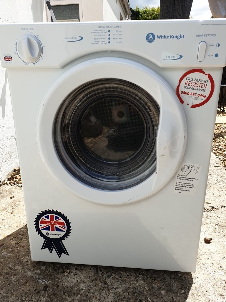 5 months old, White Knight C372WV 3KG Vented Tumble Dryer White, Dent