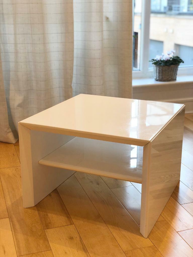 White High Gloss Square Coffee Side Table in Corstorphine, Edinburgh