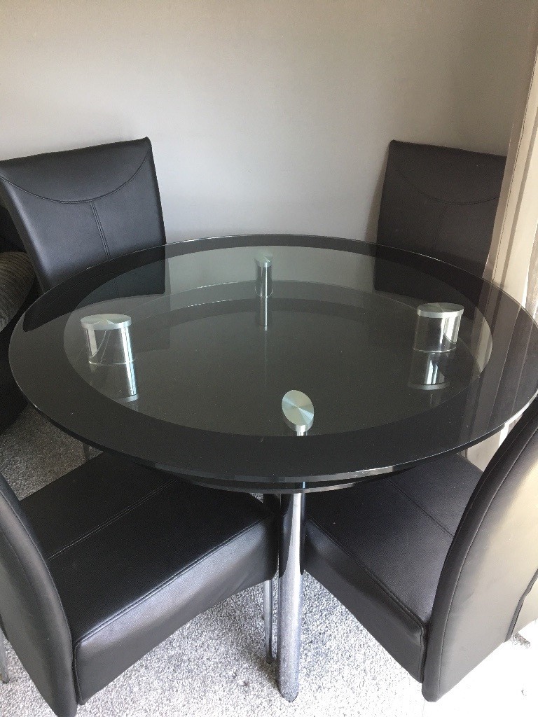Black glass dining table and 4 chairs in Kirkintilloch, Glasgow Gumtree