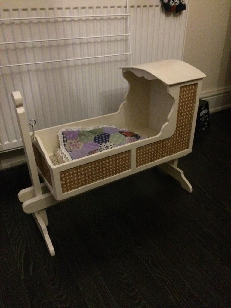 Wooden vintage hand crafted toy crib/ cot bed in Bradford, West